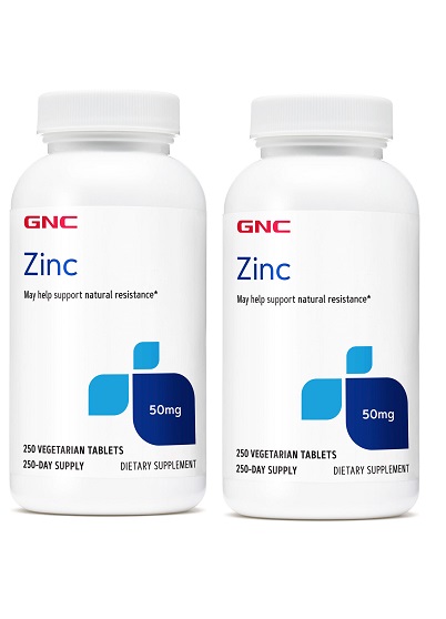 GNC Zinc 50mg, Chelated Tablets 250 ea x 2